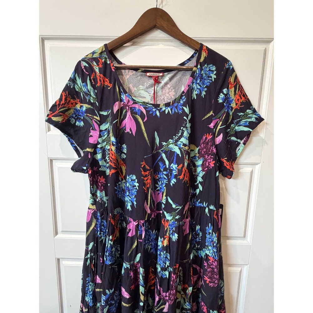 Joe Browns Black Floral Tiered Maxi Dress Size 22W Boho Cottagecore Tropical - Picture 3 of 9